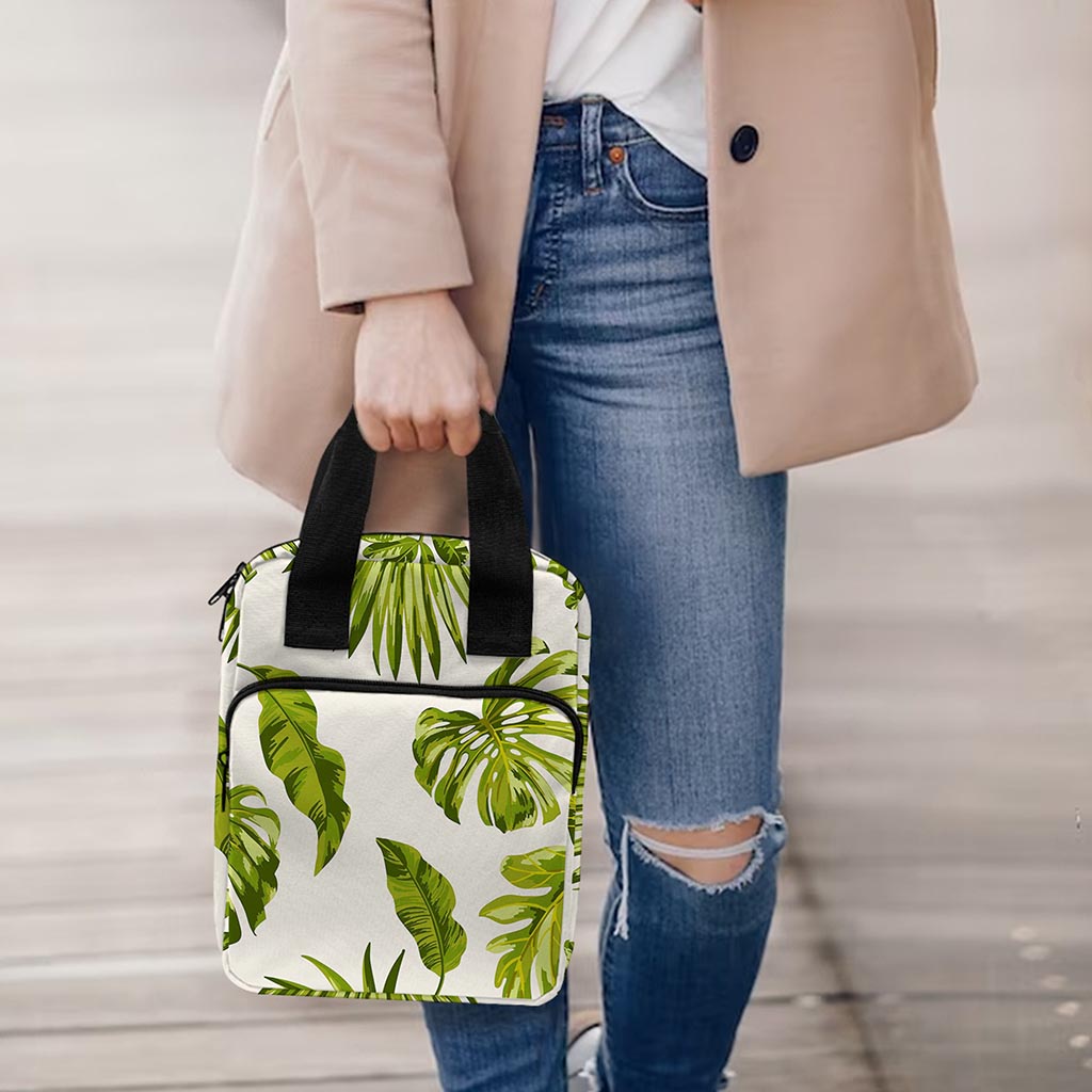 Light Tropical Leaf Pattern Print Bible Tote Bag