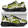 Light Tropical Leaf Pattern Print Black Chunky Shoes