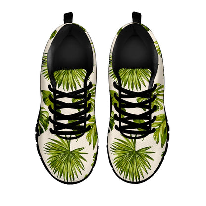 Light Tropical Leaf Pattern Print Black Running Shoes