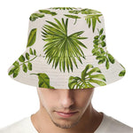 Light Tropical Leaf Pattern Print Bucket Hat