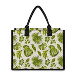 Light Tropical Leaf Pattern Print Canvas Tote Bag