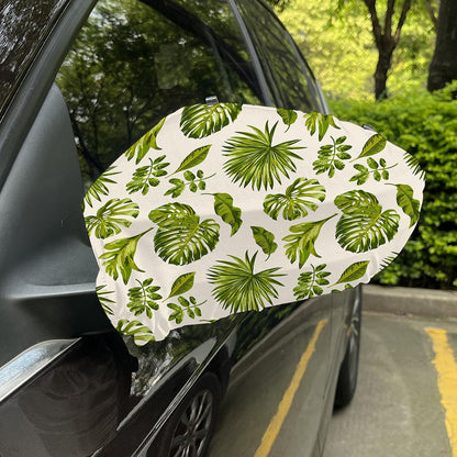 Light Tropical Leaf Pattern Print Car Side Mirror Covers