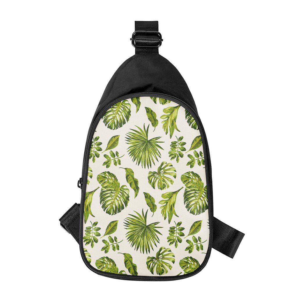 Light Tropical Leaf Pattern Print Chest Bag