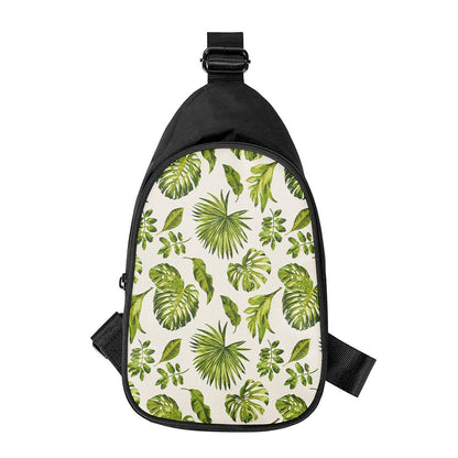 Light Tropical Leaf Pattern Print Chest Bag