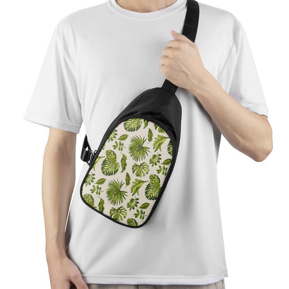 Light Tropical Leaf Pattern Print Chest Bag