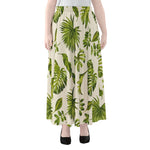 Light Tropical Leaf Pattern Print Chiffon Maxi Skirt