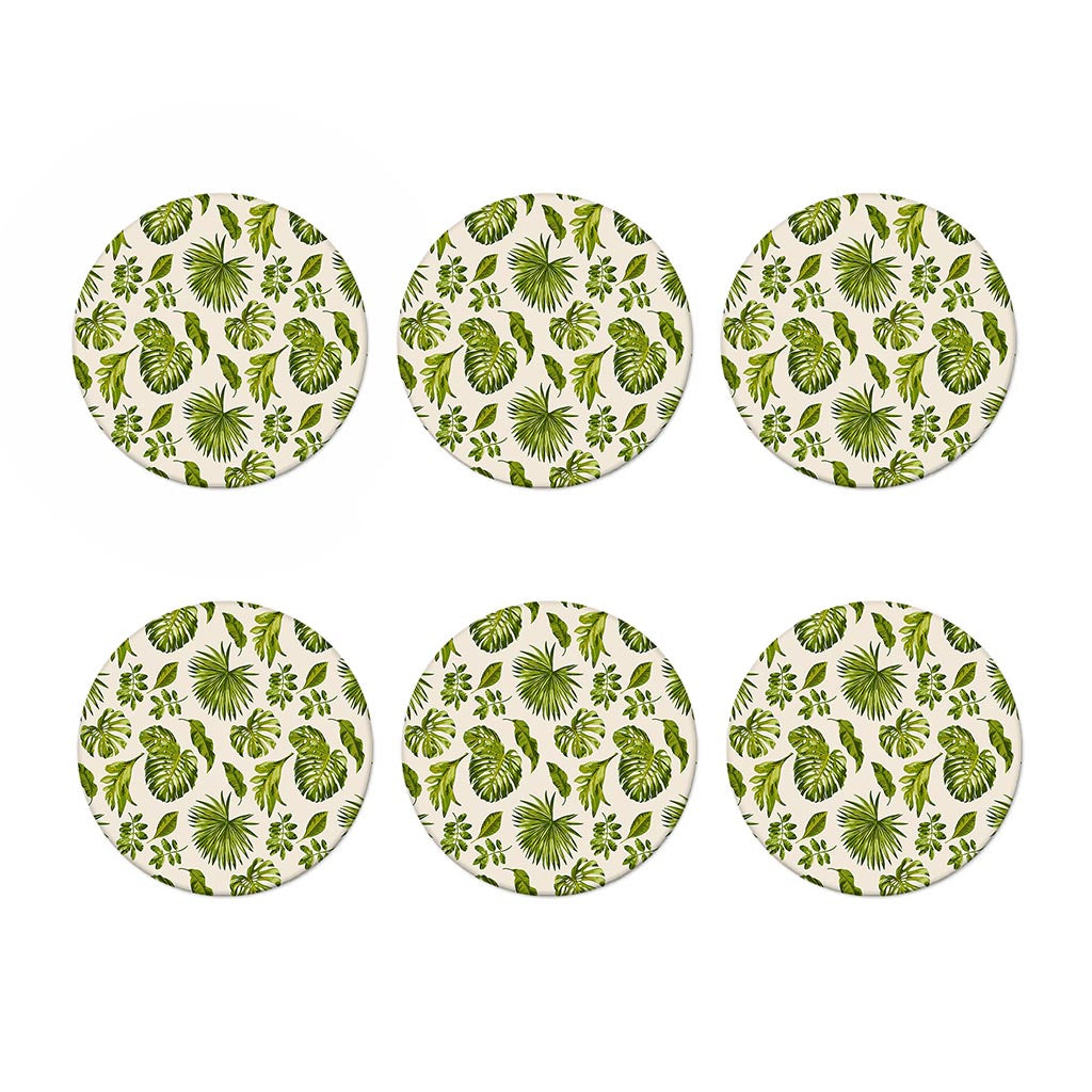 Light Tropical Leaf Pattern Print Coaster Set