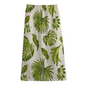 Light Tropical Leaf Pattern Print Cotton Front Slit Maxi Skirt