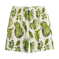 Light Tropical Leaf Pattern Print Cotton Shorts