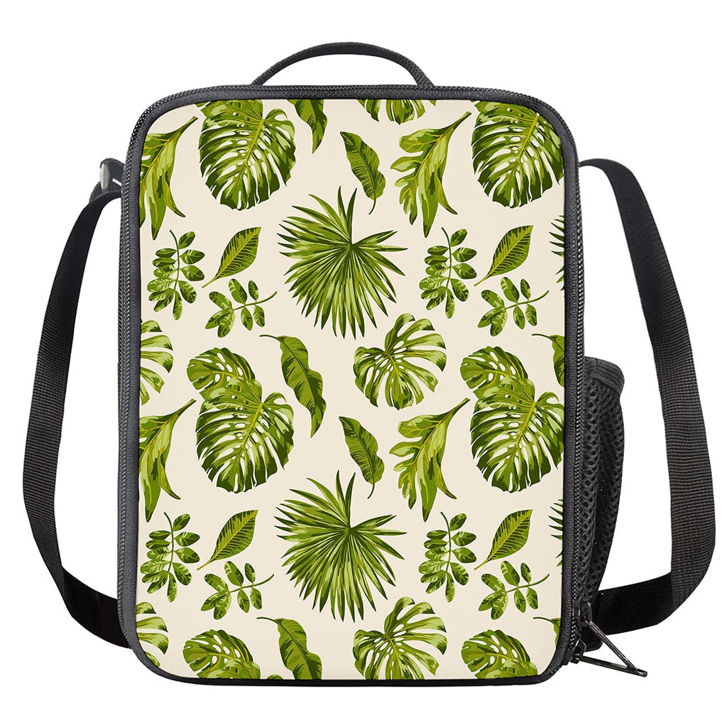 Light Tropical Leaf Pattern Print Crossbody Lunch Bag