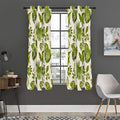 Light Tropical Leaf Pattern Print Grommet Curtain Panels