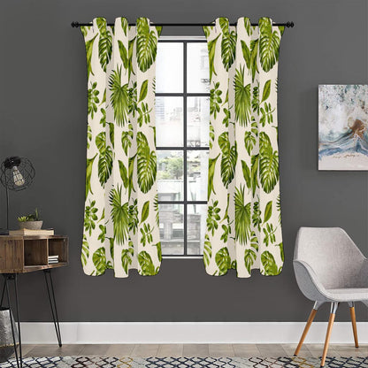 Light Tropical Leaf Pattern Print Curtain