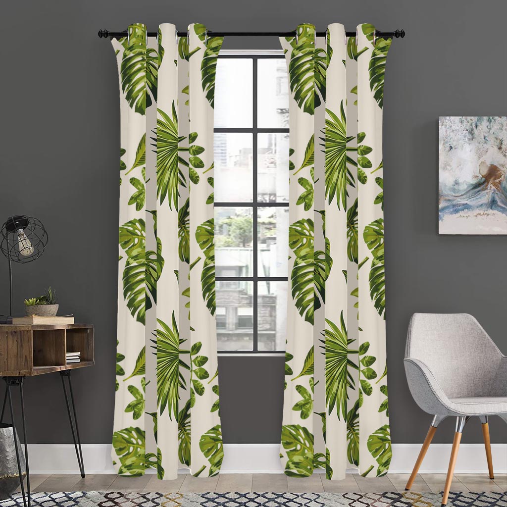 Light Tropical Leaf Pattern Print Curtain