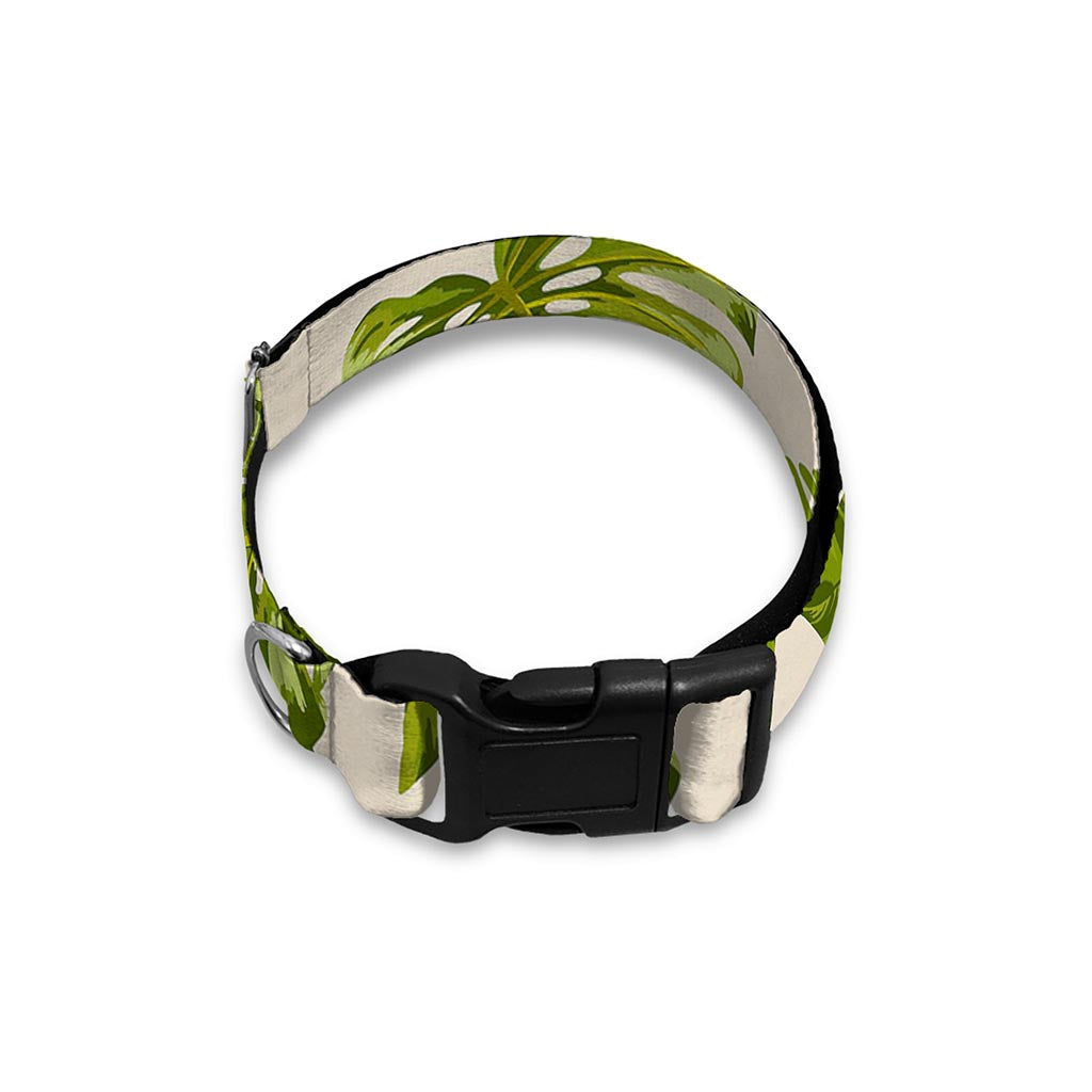 Light Tropical Leaf Pattern Print Dog Collar