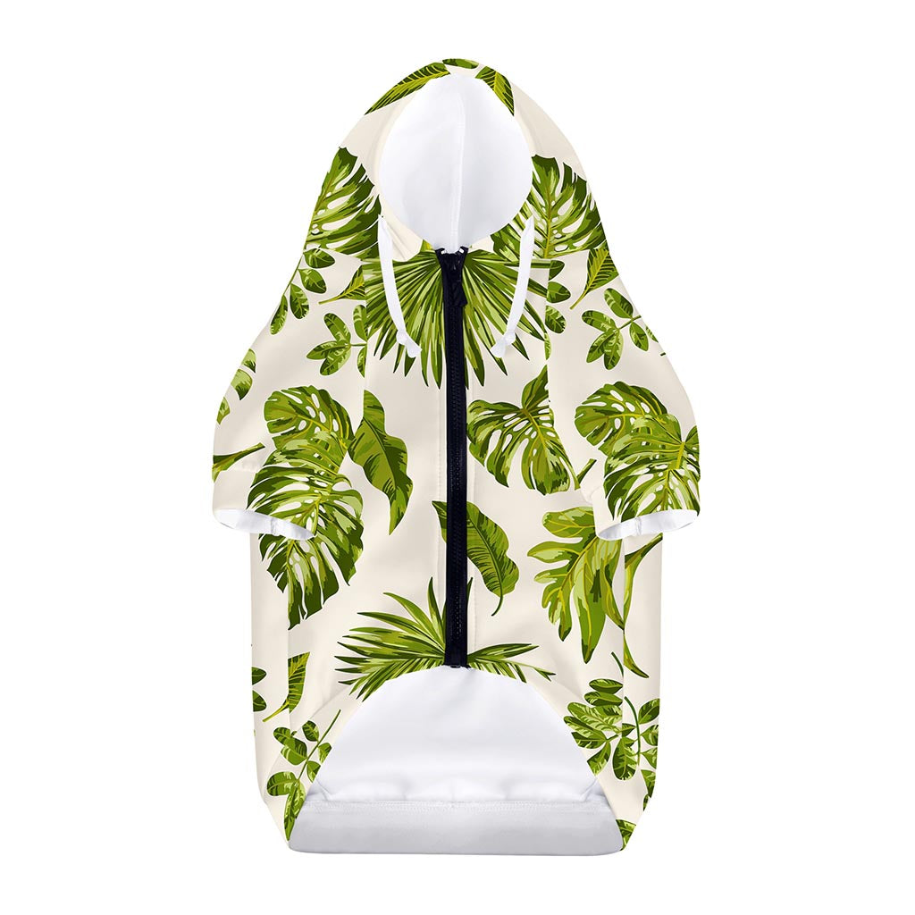 Light Tropical Leaf Pattern Print Dog Zip Up Hoodie