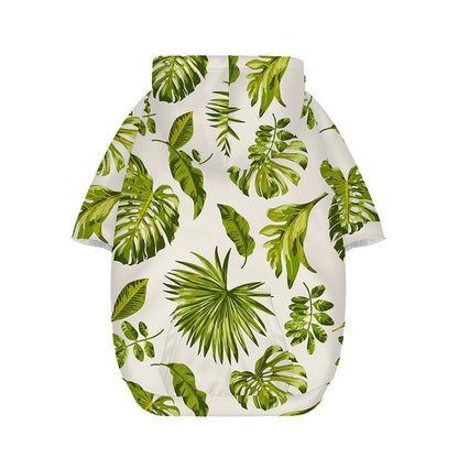 Light Tropical Leaf Pattern Print Dog Zip Up Hoodie