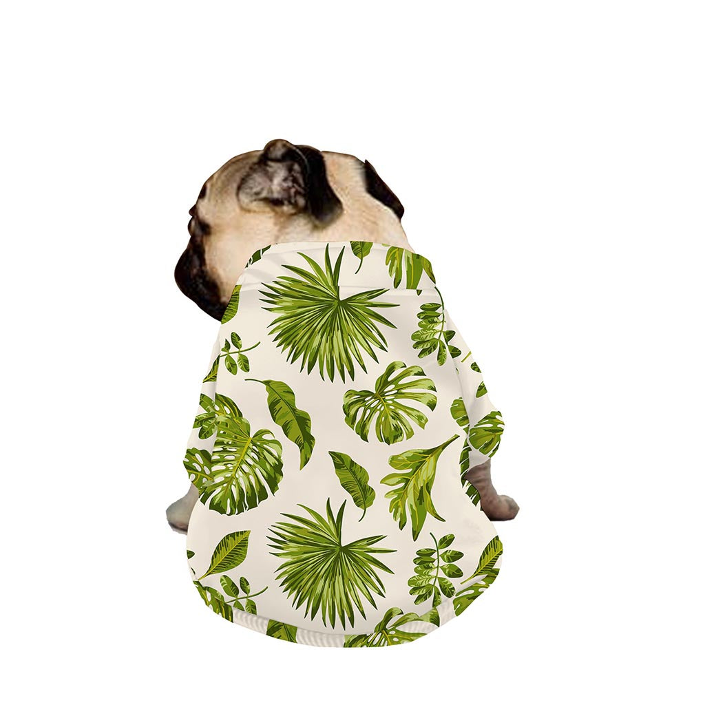 Light Tropical Leaf Pattern Print Dog Zip Up Jacket