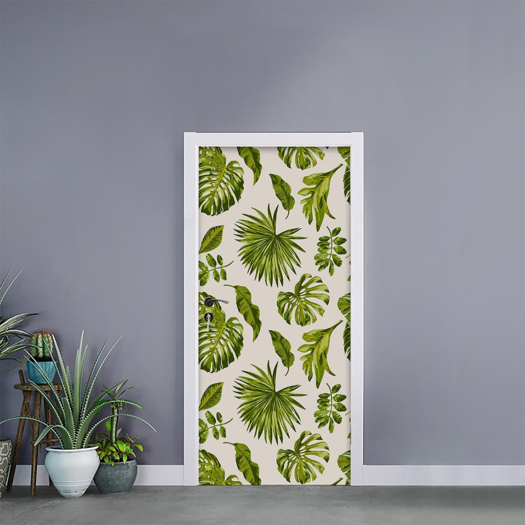 Light Tropical Leaf Pattern Print Door Sticker