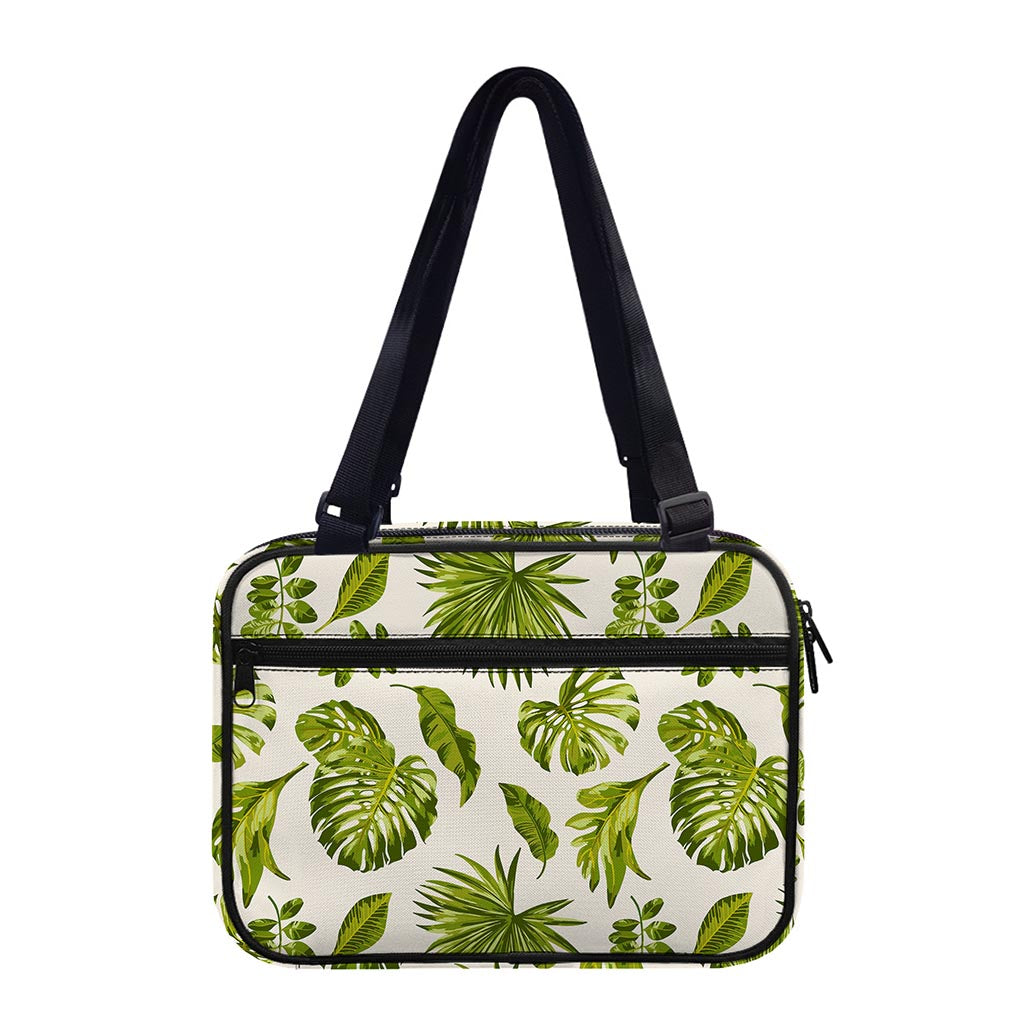 Light Tropical Leaf Pattern Print Double Strap Bible Bag