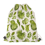 Light Tropical Leaf Pattern Print Drawstring Bag