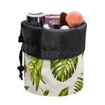 Light Tropical Leaf Pattern Print Drawstring Makeup Bag