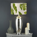 Light Tropical Leaf Pattern Print Drum Lamp Shade