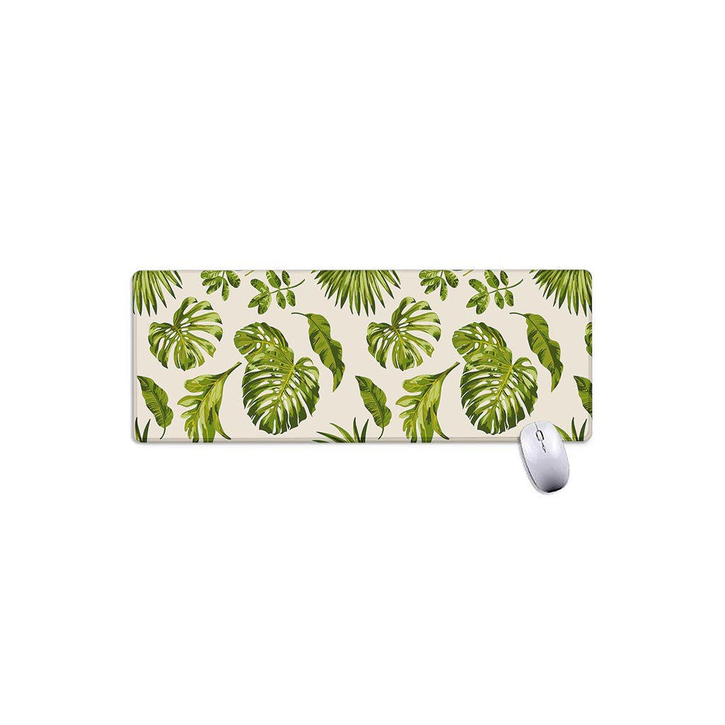 Light Tropical Leaf Pattern Print Extended Mouse Pad