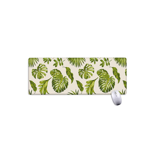 Light Tropical Leaf Pattern Print Extended Mouse Pad