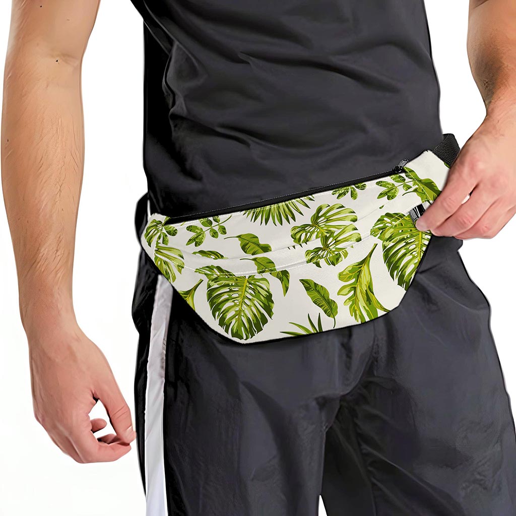Light Tropical Leaf Pattern Print Fanny Pack