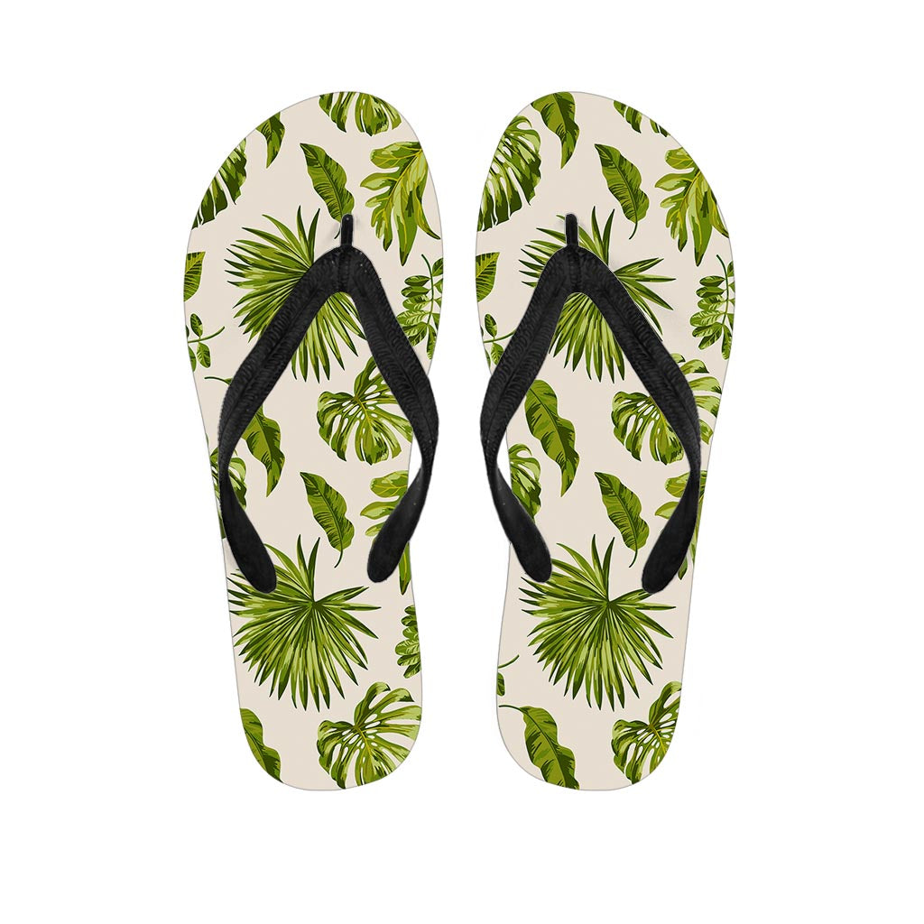 Light Tropical Leaf Pattern Print Flip Flops
