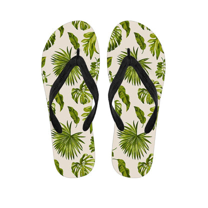 Light Tropical Leaf Pattern Print Flip Flops