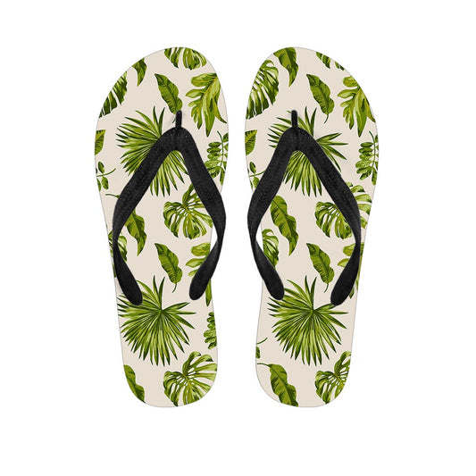 Light Tropical Leaf Pattern Print Flip Flops