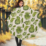 Light Tropical Leaf Pattern Print Foldable Umbrella