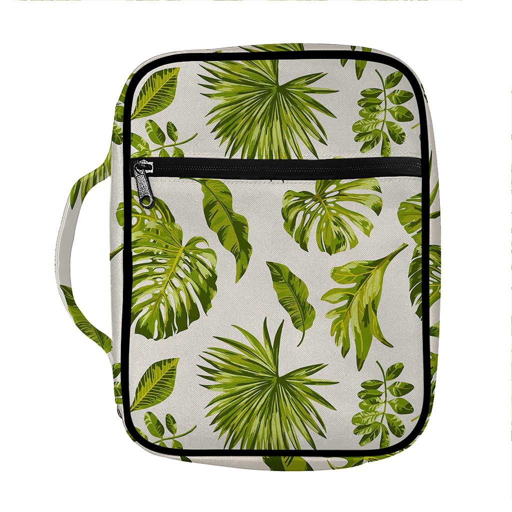 Light Tropical Leaf Pattern Print Front Pocket Bible Bag