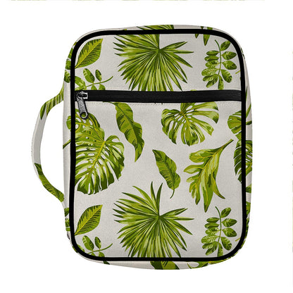 Light Tropical Leaf Pattern Print Front Pocket Bible Bag