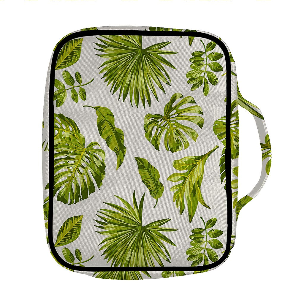 Light Tropical Leaf Pattern Print Front Pocket Bible Bag