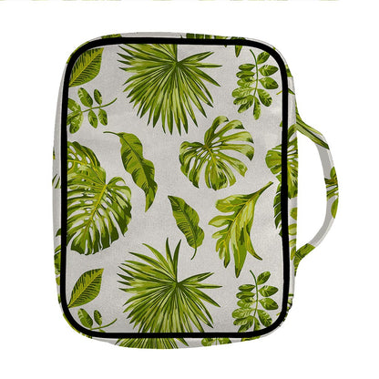 Light Tropical Leaf Pattern Print Front Pocket Bible Bag