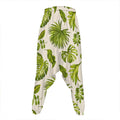 Light Tropical Leaf Pattern Print Hammer Pants