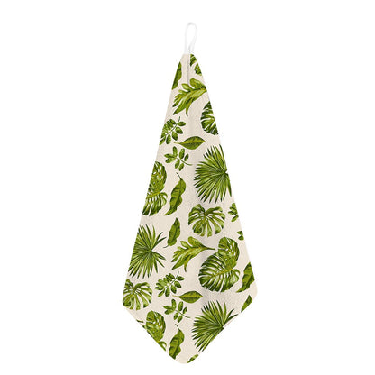 Light Tropical Leaf Pattern Print Hand Towel