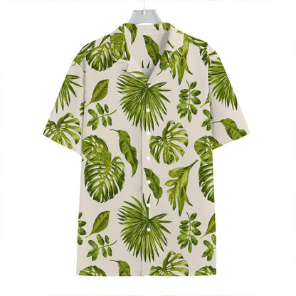Light Tropical Leaf Pattern Print Hawaiian Shirt