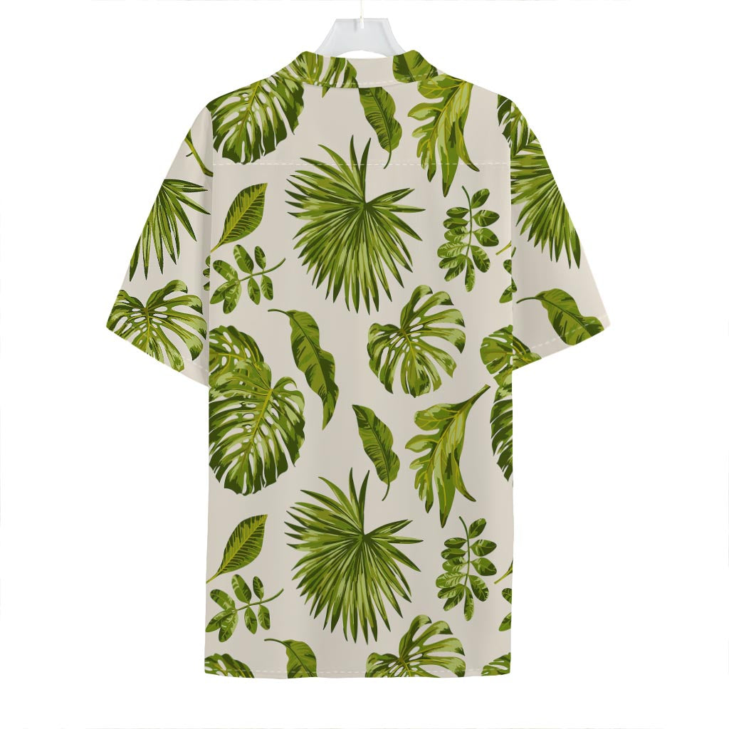 Light Tropical Leaf Pattern Print Hawaiian Shirt