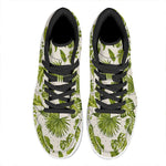 Light Tropical Leaf Pattern Print High Top Leather Sneakers