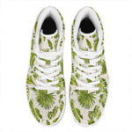 Light Tropical Leaf Pattern Print High Top Leather Sneakers