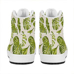 Light Tropical Leaf Pattern Print High Top Leather Sneakers