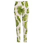Light Tropical Leaf Pattern Print High-Waisted Pocket Leggings