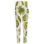 Light Tropical Leaf Pattern Print High-Waisted Pocket Leggings