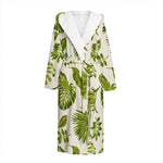 Light Tropical Leaf Pattern Print Hooded Bathrobe