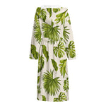Light Tropical Leaf Pattern Print Hooded Bathrobe