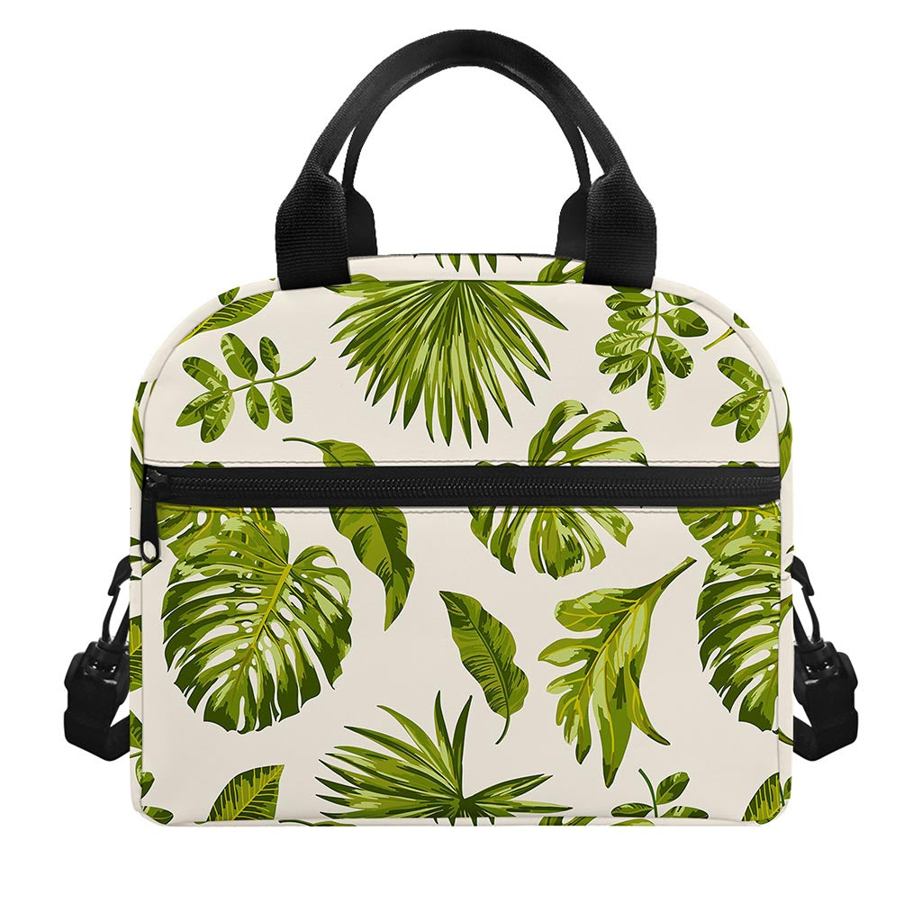 Light Tropical Leaf Pattern Print Insulated Lunch Bag