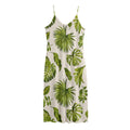 Light Tropical Leaf Pattern Print Jersey Midi Cami Dress